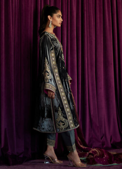 Salma Silver Shirt and Dupatta - Image 3