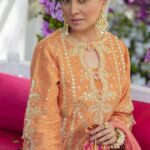 Layla Peach Shirt And Dupatta - Image 2