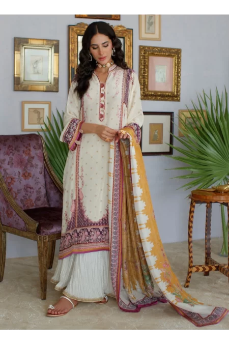 Myza Ivory Shirt And Dupatta - Image 4
