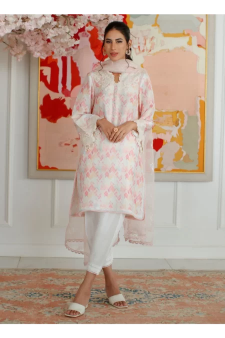 Ikat Mia Shirt And Dupatta - Image 2