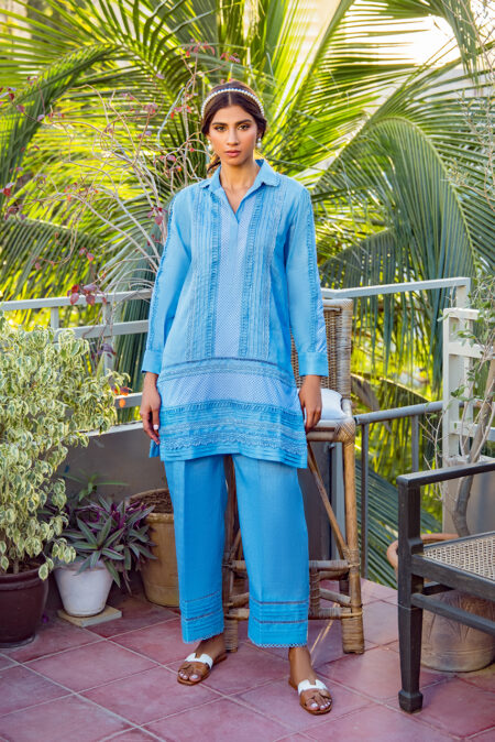 White Rilli Work Cross Stitched Embroided Firdouse | SHK 923
