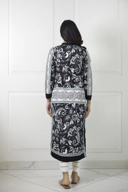 Black block printed kaftan tunic with capri pants - Image 2