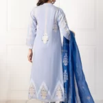 Light Blue Block Printed Long Shirt with Block Printed Dupatta – SHK-940 - Image 3