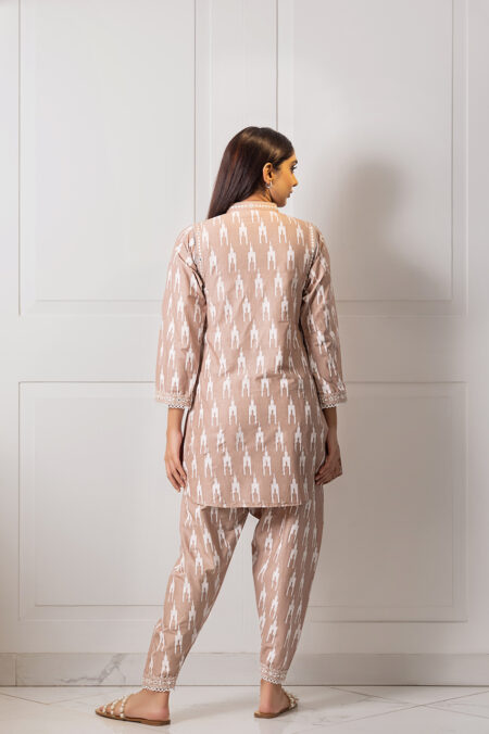 Beige Irish White Mirror Embroided Shirt With Shalwar | SHK 910 - Image 2