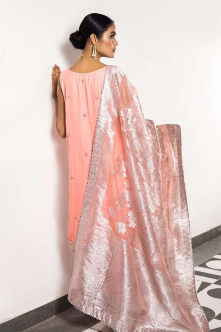 Pink Velvet Shirt With Silver Detailing Paired | SHK-691 - Image 2