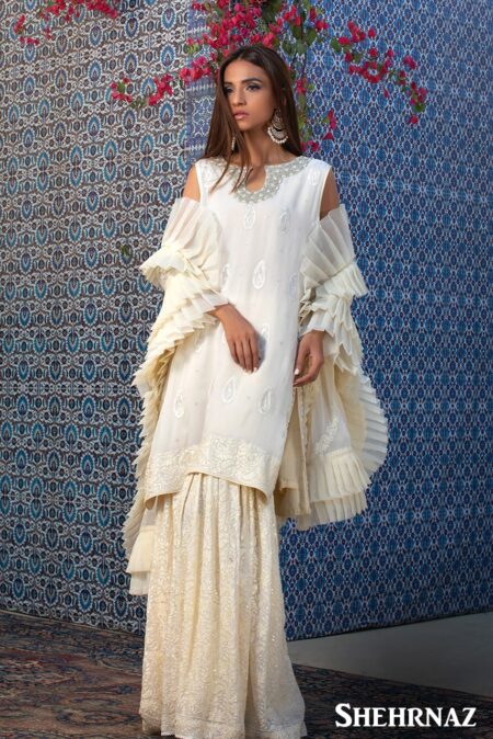 Off-White Chikankari Gharara | SHK-592