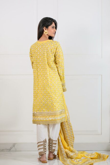 Yellow Cotton Gold,Silver Block Print Shirt | SHK-610 - Image 2
