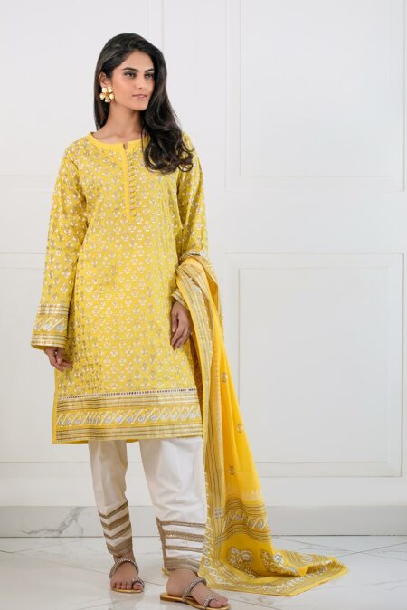 Yellow Cotton Gold,Silver Block Print Shirt | SHK-610