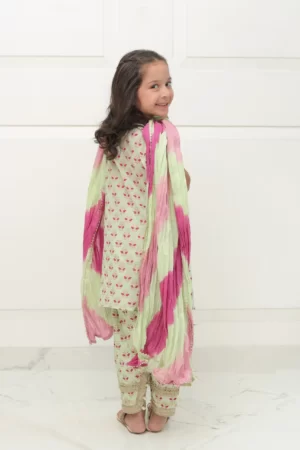 Sea green block printed shirt with matching shalwar – SHKK 980