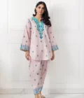 Pink block printed lawn tunic with matching shalwar – SHK-960