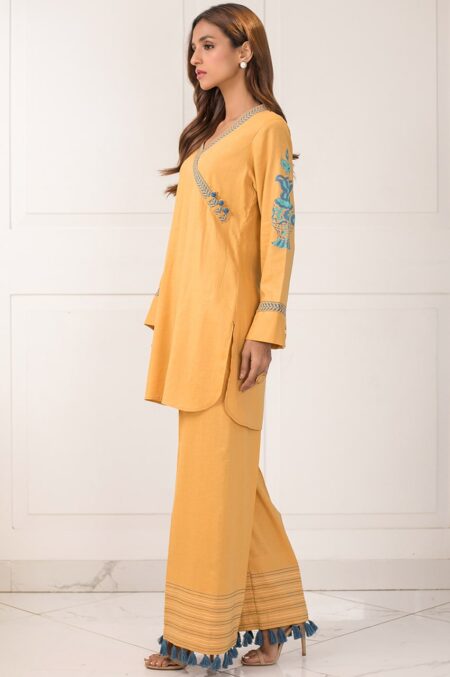 Mustard Cotton Block Print Tunic | SHK-587 - Image 2