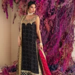 Black Mukaish Angarkha With Gold & Silver Work Paired With Jamavar Azaar – SHK-1019