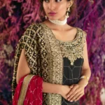 Black Mukaish Angarkha With Gold & Silver Work Paired With Jamavar Azaar – SHK-1019 - Image 3