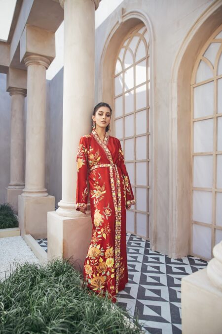 Red Kaftan with Lap Jacket - Image 3