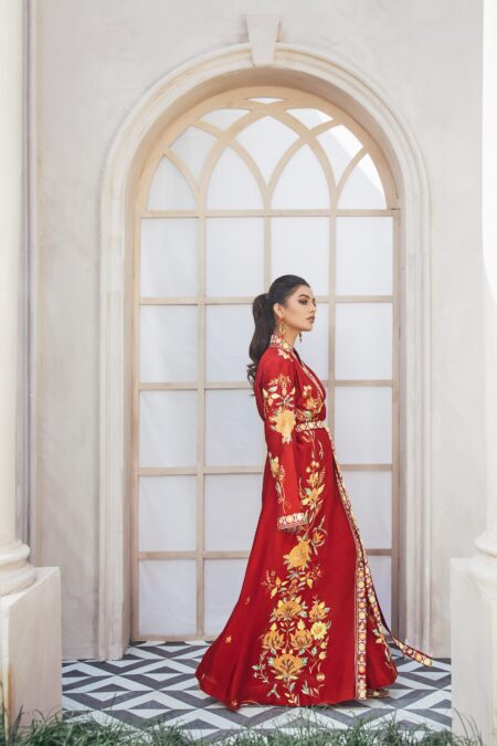 Red Kaftan with Lap Jacket - Image 4