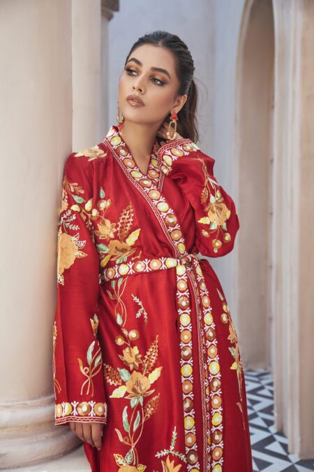 Red Kaftan with Lap Jacket - Image 5