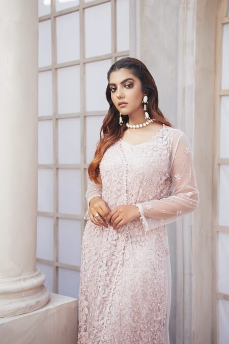 Powder Pink Net Gown - Image 4