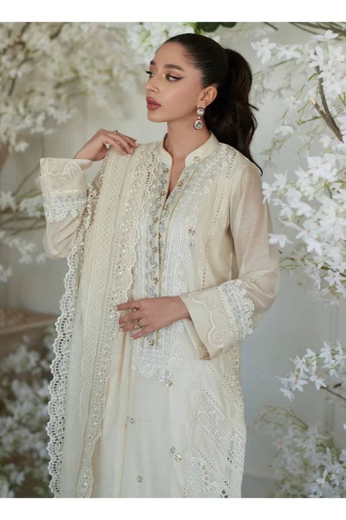 Paige Ivory Shirt and Dupatta - Image 3