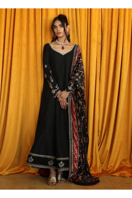 Lana Onyx Raw Silk Kalidaar