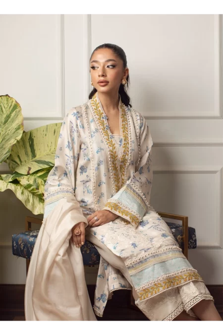 Amari Ivory Silk Shirt and Dupatta - Image 2
