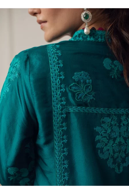 Saki Emerald Shirt and Dupatta - Image 5