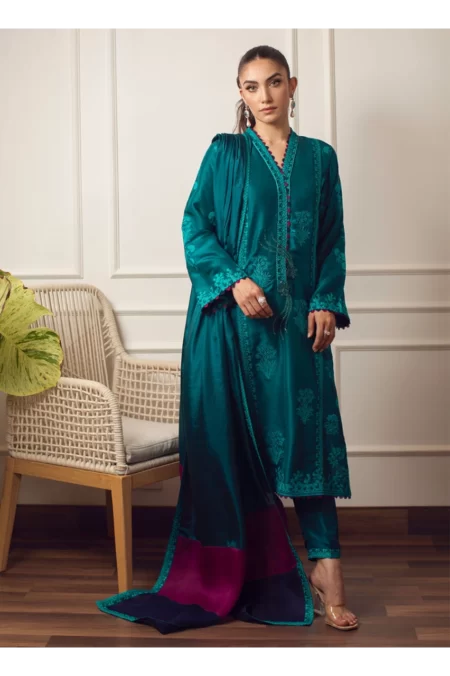 Saki Emerald Shirt and Dupatta - Image 2