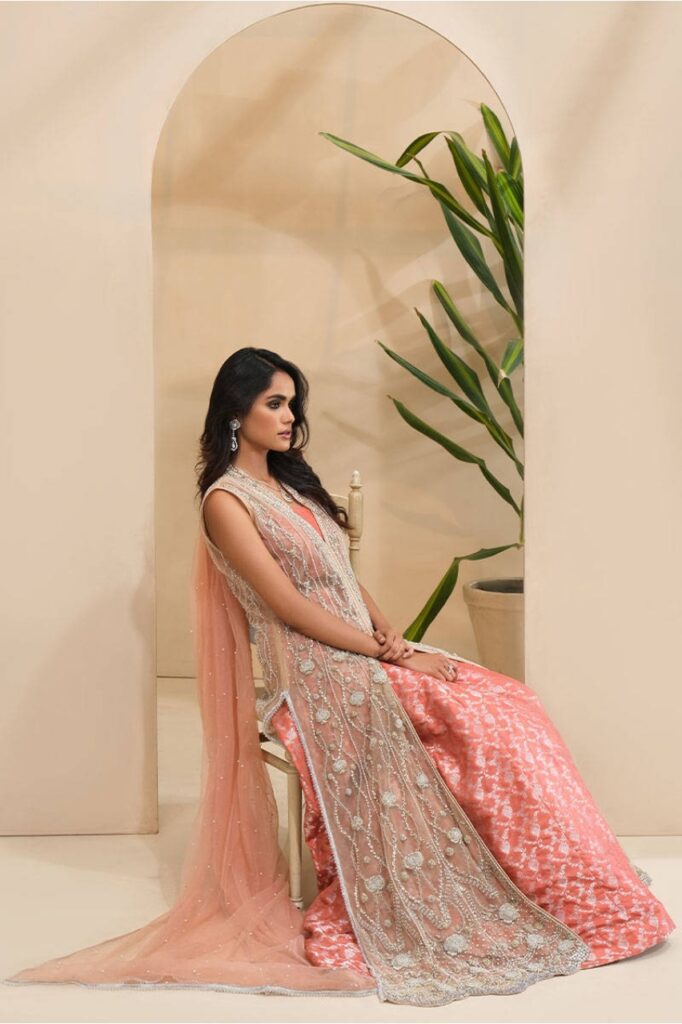 Frosty Gown With Lehenga And Dupatta - Image 7