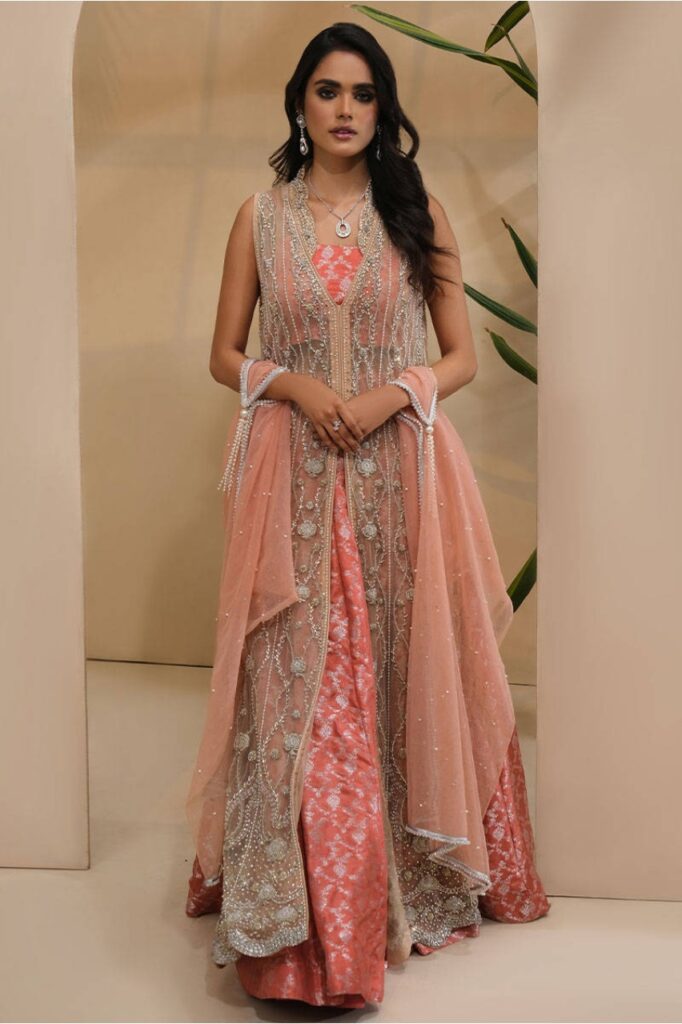 Frosty Gown With Lehenga And Dupatta