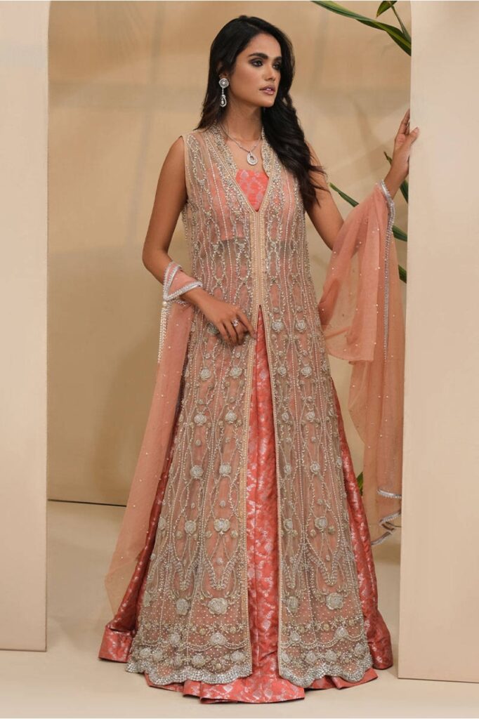 Frosty Gown With Lehenga And Dupatta - Image 2