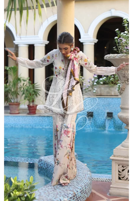 Peplum with printed gharara