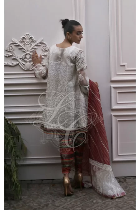 Boxy tunic with printed shalwar and dupatta - Image 3