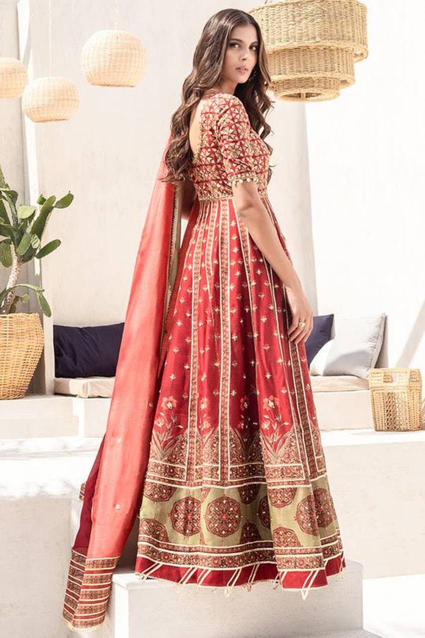 Ensemble Pakistan - - Burgundy Printed Long Peshwaas With Zardoze And ...