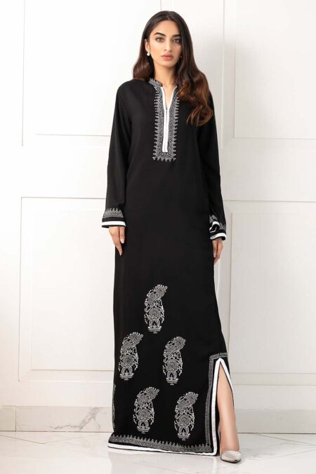 Black White Block Print Kafftan | SHK-673