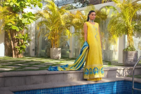 Yellow Block Printed Shirt with Block Printed Dupatta – SHK-937 - Image 2