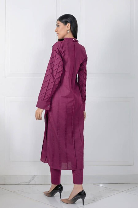 Plum Pleated Long Shirt+Plum Capri | SHK-713 - Image 2
