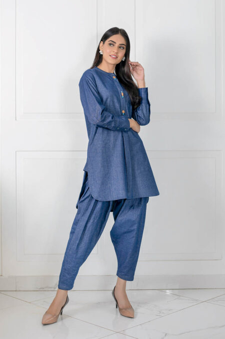 Denium Evil Eye Shirt+Denium Shalwar | SHK-714 - Image 4