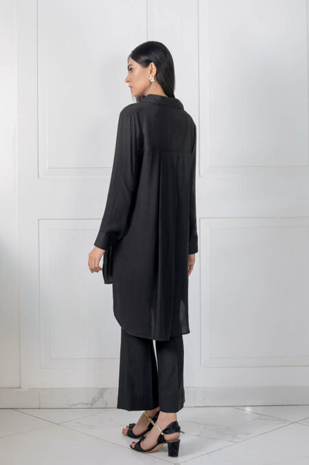 Black Marina Pearl Detailing Shirt | SHK-711 - Image 4