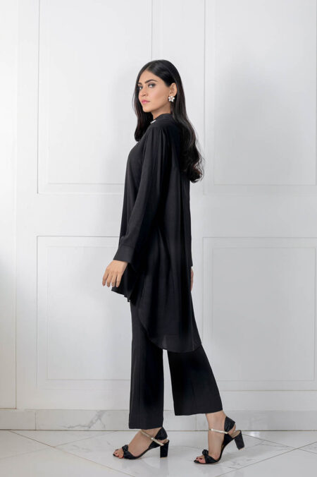 Black Marina Pearl Detailing Shirt | SHK-711 - Image 3