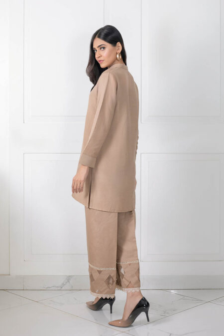 Beige Irish Wood Button+Beige Organza Ijaar | SHK-712 - Image 2