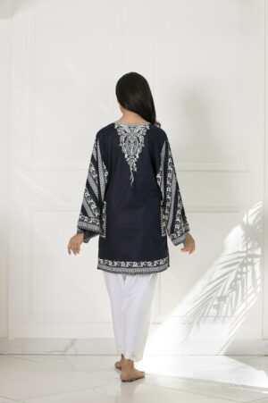 Navy Blue White Block Print Firdouse | SHK-731