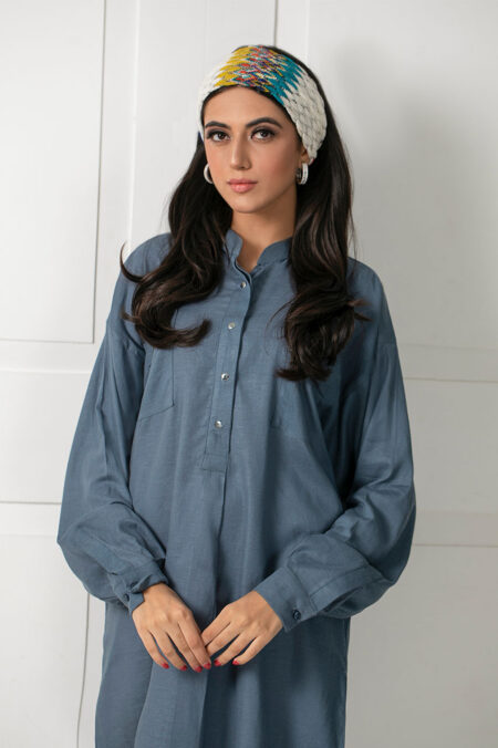 Grey Cotton Front Pocket Shirt | SHK-676 - Image 3