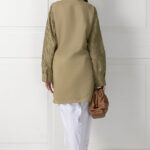 Olive Irish Box Pleated Sleeves Shirt | SHK-674 - Image 3