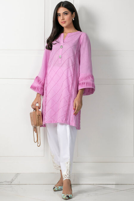 Lilac Irish Pleated Vectoria Button Shirt | SHK-675