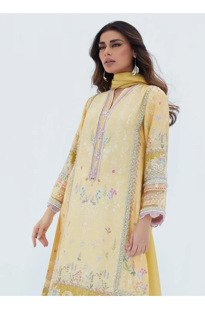 Lyma Lemon Shirt And Dupatta - Image 2