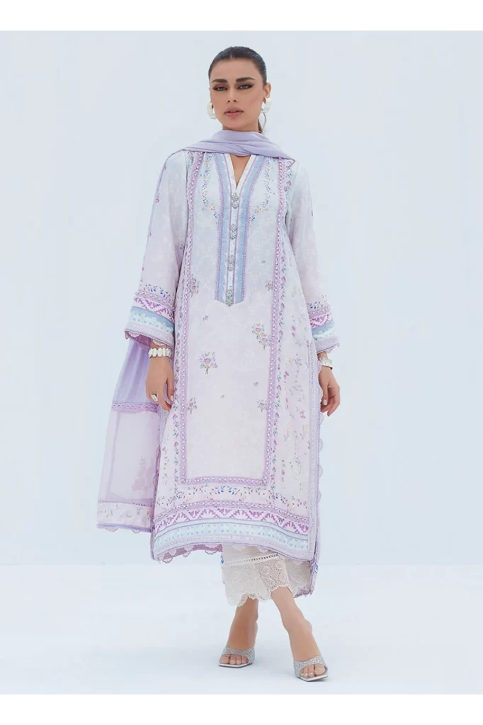 Liz Lilac Shirt And Dupatta - Image 4