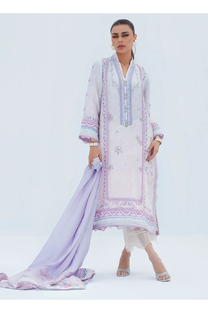 Liz Lilac Shirt And Dupatta