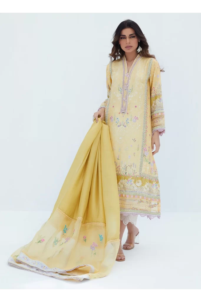 Lyma Lemon Shirt And Dupatta - Image 3