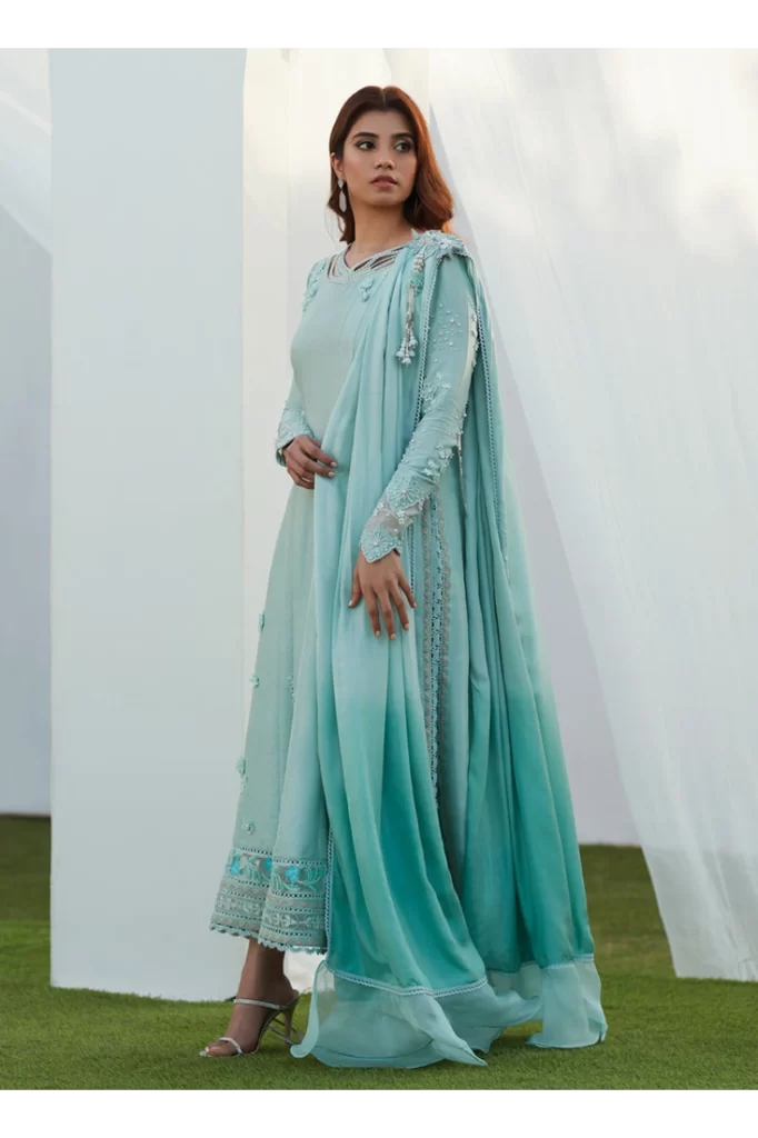 Anabella Aqua Kalidaar and Draped Dupatta - Image 4