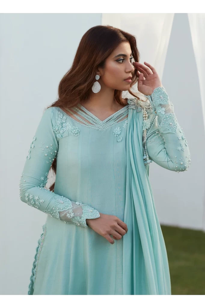 Anabella Aqua Kalidaar and Draped Dupatta - Image 3