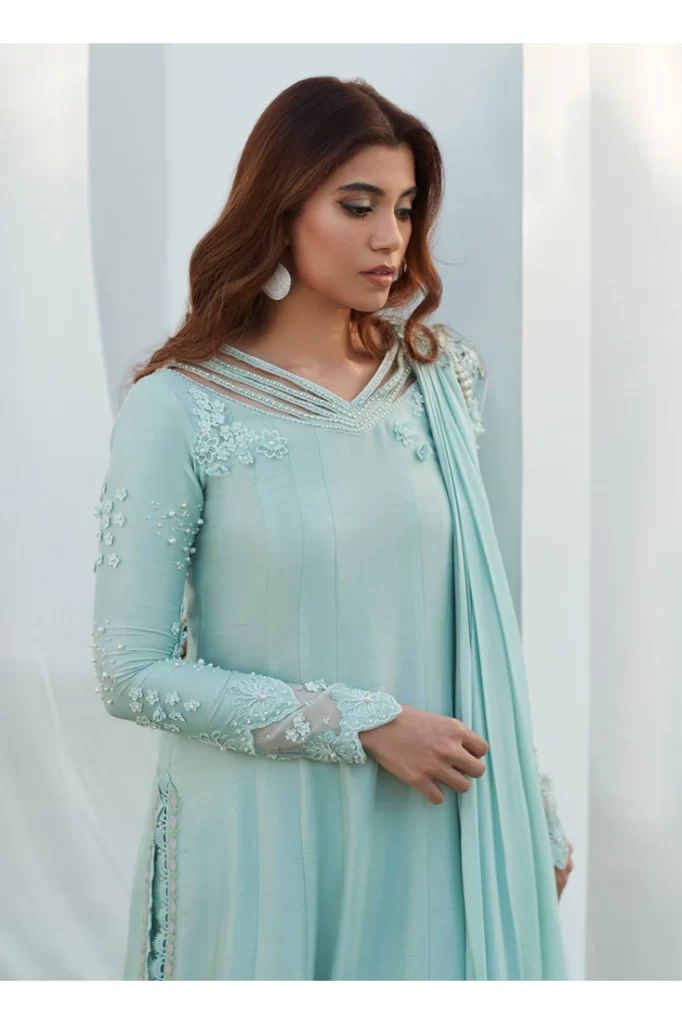 Anabella Aqua Kalidaar and Draped Dupatta - Image 5